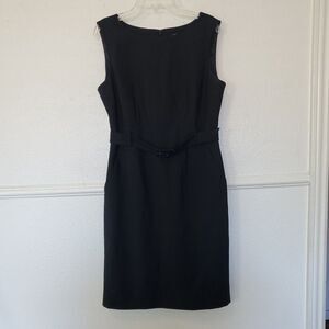 Banana Republic Sz 6P Black Lined & Belted Sleeveless Sheath Dress with Pockets